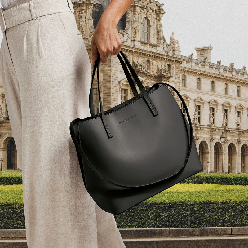 Sac cabas Rivoli en cuir de veau italien avec pochette amovible
