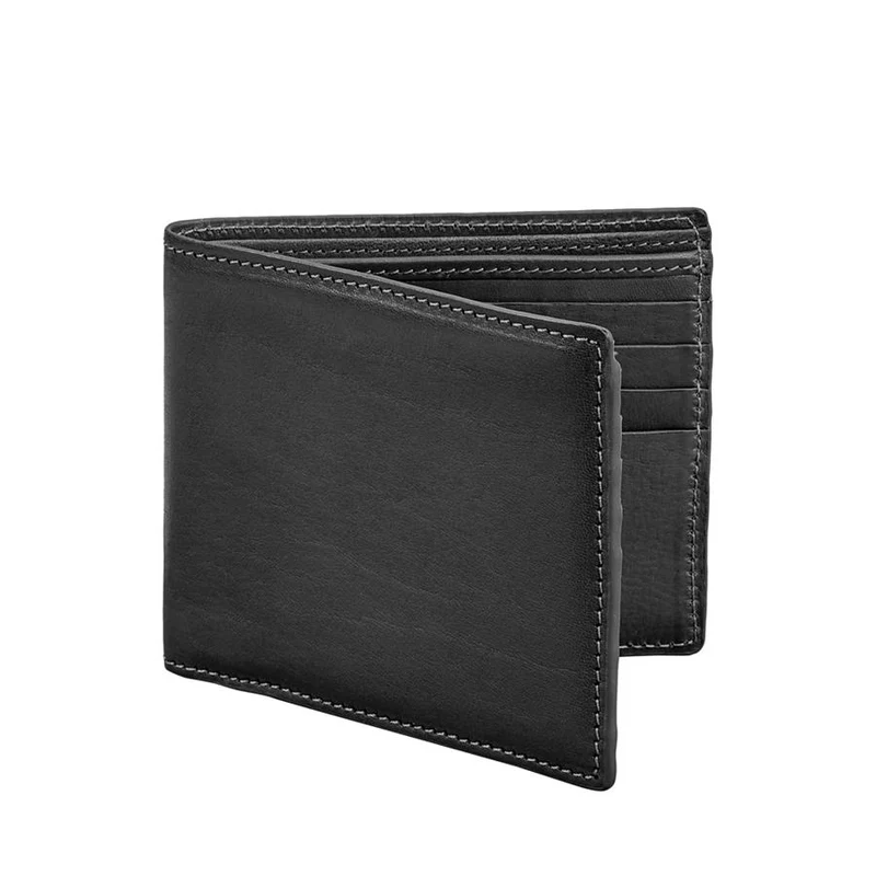 Black Bi-Fold Wallet - Vachetta Leather - Personalized