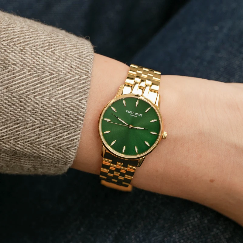 Parte Di Me Orologio montre ronde femme doré et vert PDM09046