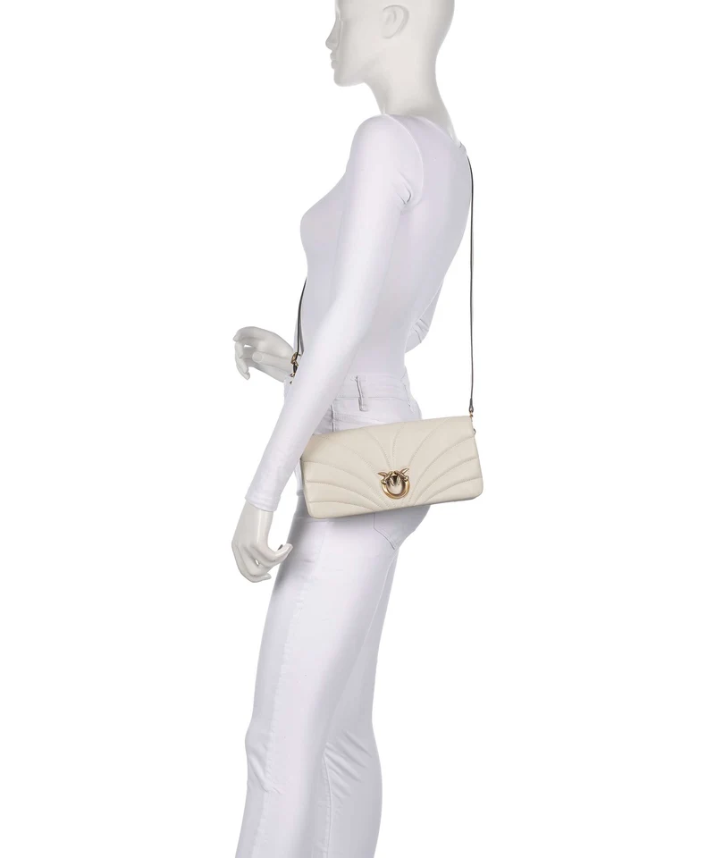 Pinko Click Horizontal Classic Sac bandoulière bianco seta/antique gold