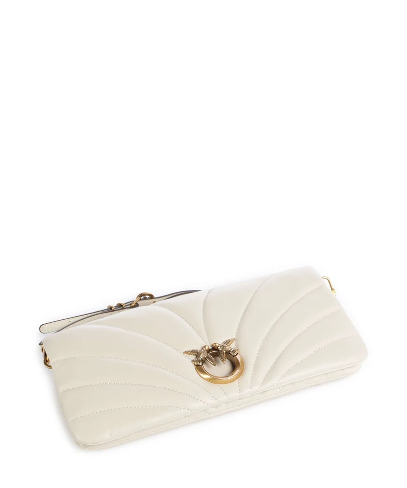 Pinko Click Horizontal Classic Sac bandoulière bianco seta/antique gold
