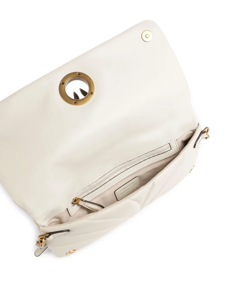 Pinko Click Horizontal Classic Sac bandoulière bianco seta/antique gold