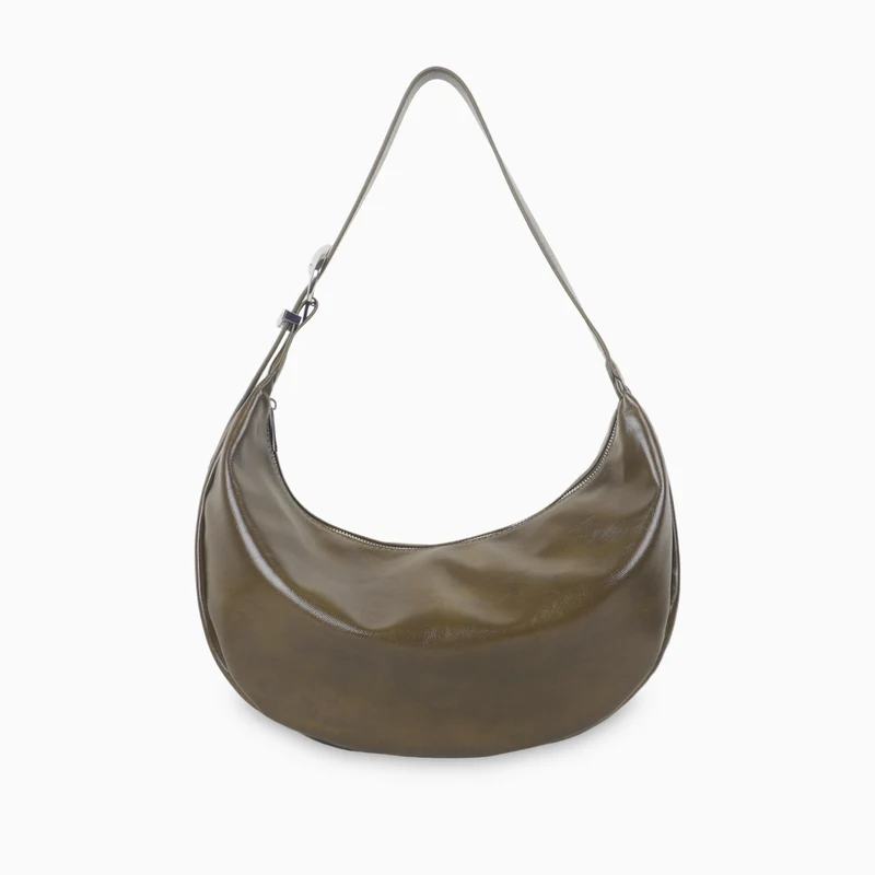Sac porté épaule effet cuir kaki