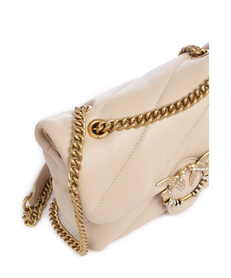 Pinko Love Puff Mini New Buckle Sac porté épaule beige/grigio fumo/antique gold