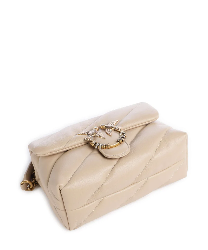 Pinko Love Puff Mini New Buckle Sac porté épaule beige/grigio fumo/antique gold