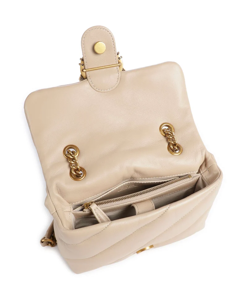 Pinko Love Puff Mini New Buckle Sac porté épaule beige/grigio fumo/antique gold