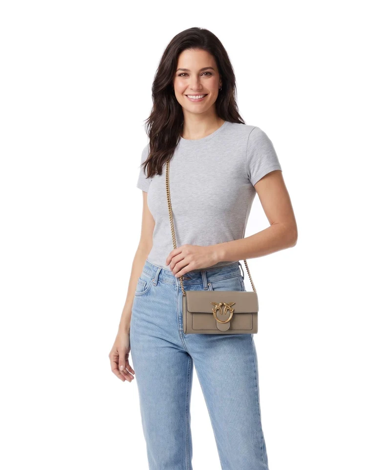 Pinko Love One Portefeuille grigio talpa/antique gold