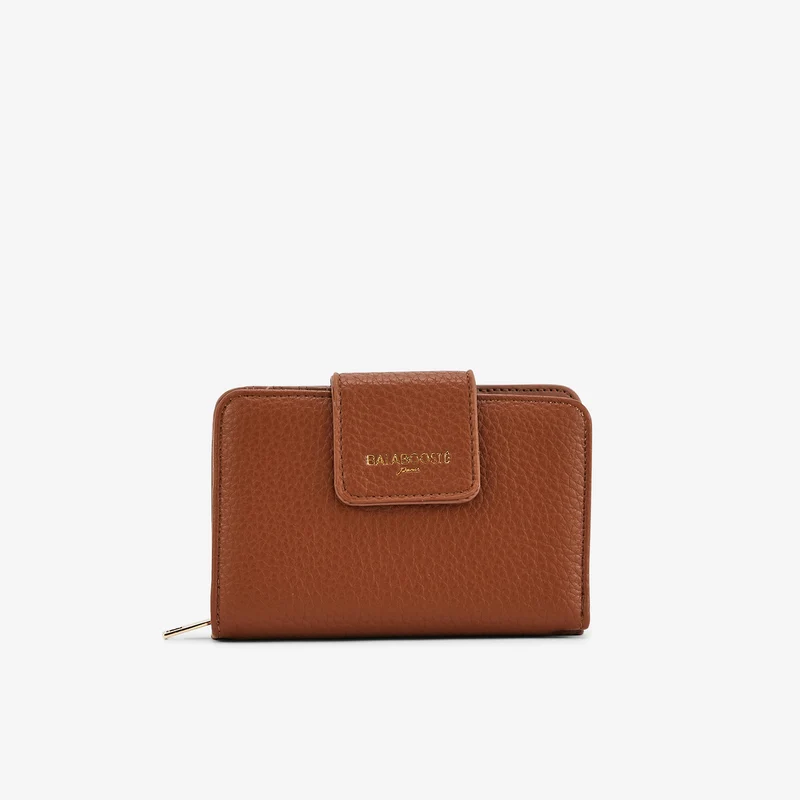 Portefeuille effet grainé marron