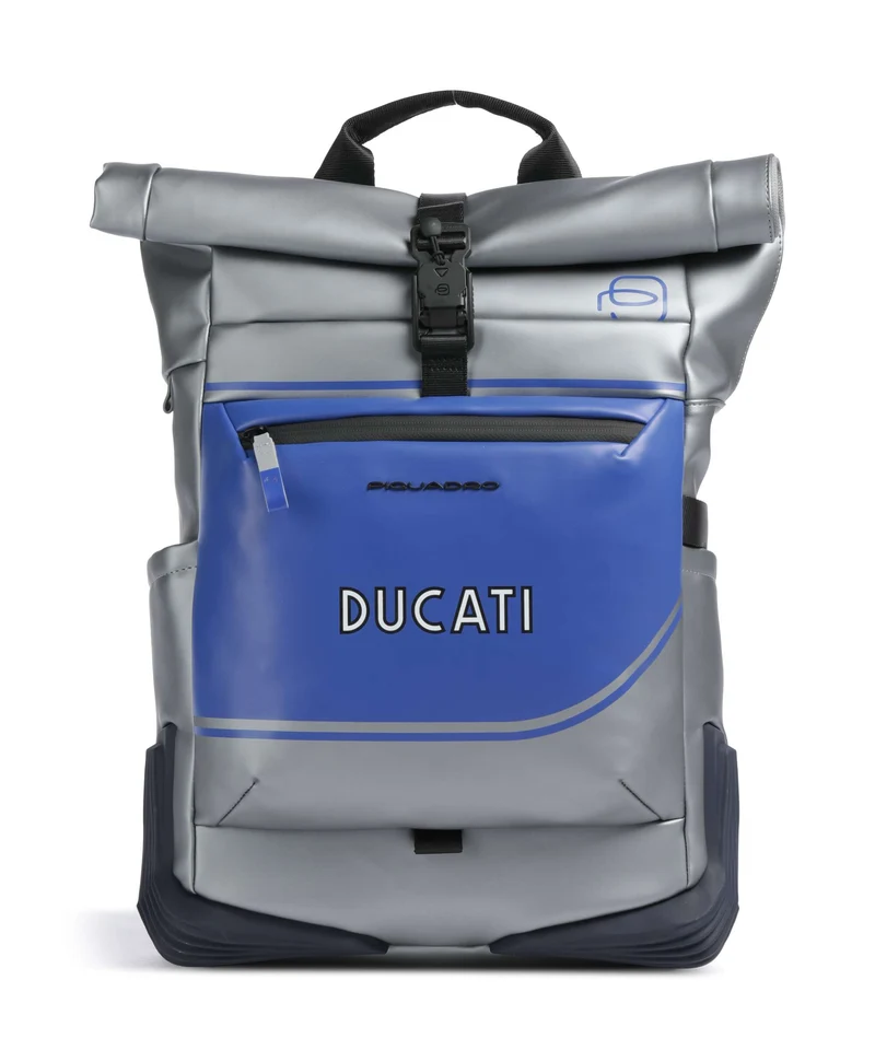 Piquadro Ducati C2OWD Sac à dos roll-top silver/blue