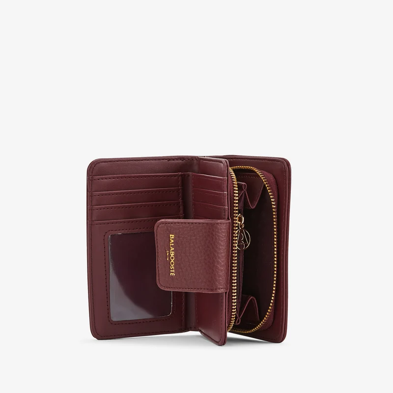 Portefeuille bordeaux effet grainé
