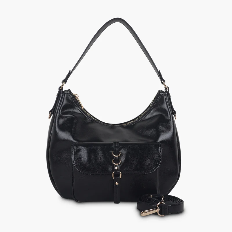 Sac porté épaule effet cuir noir