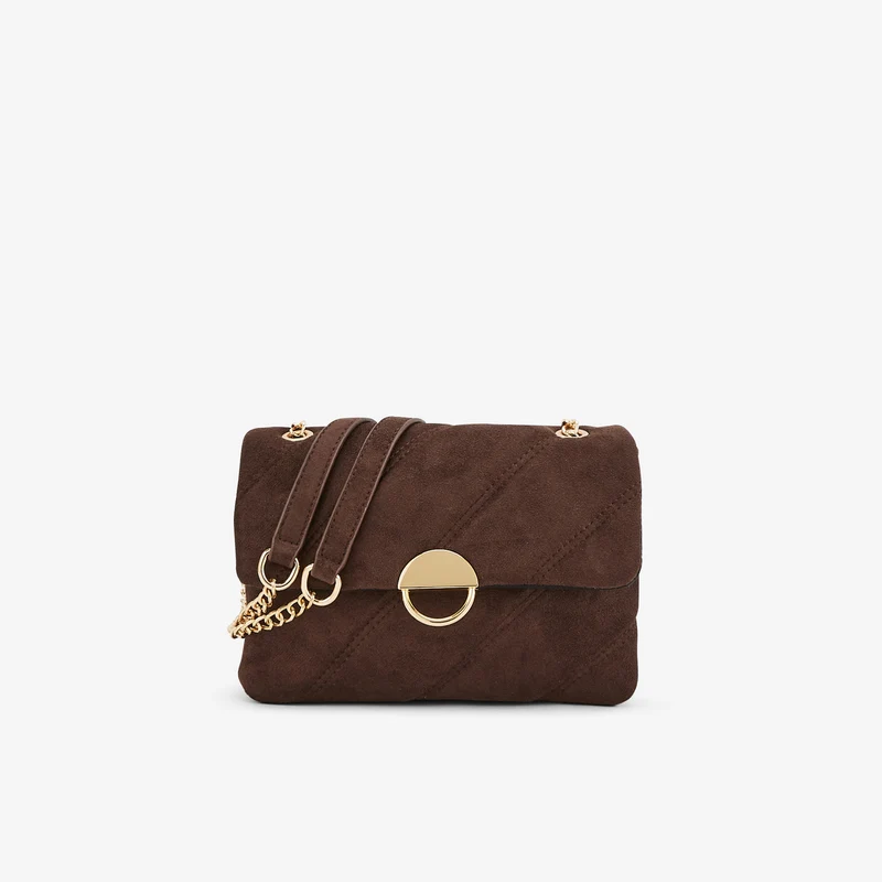 Sac à bandoulière marron matelassé