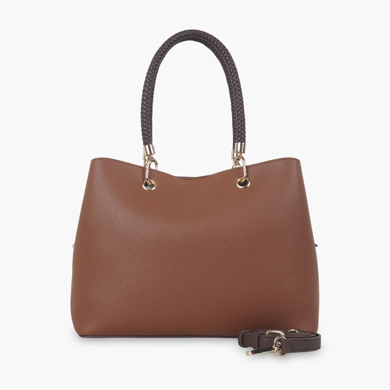 Sac effet grainé camel anses tressées