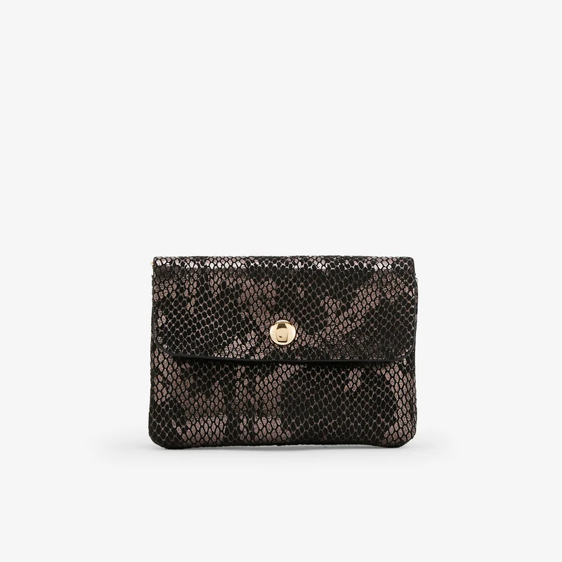 Porte-monnaie écaille métallisée noir