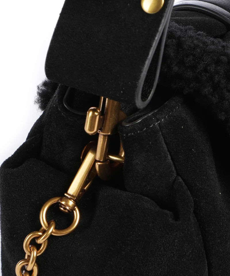 Vivienne Westwood Hazel Treasure Shearling Suede Sac porté épaule black