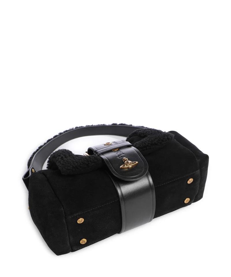 Vivienne Westwood Hazel Treasure Shearling Suede Sac porté épaule black