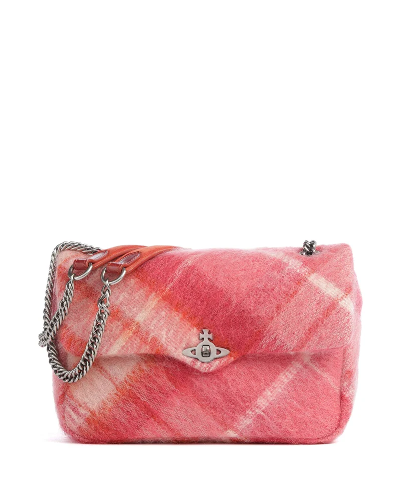 Vivienne Westwood Anita Tartan Mohair M Sac porté épaule fraser pink