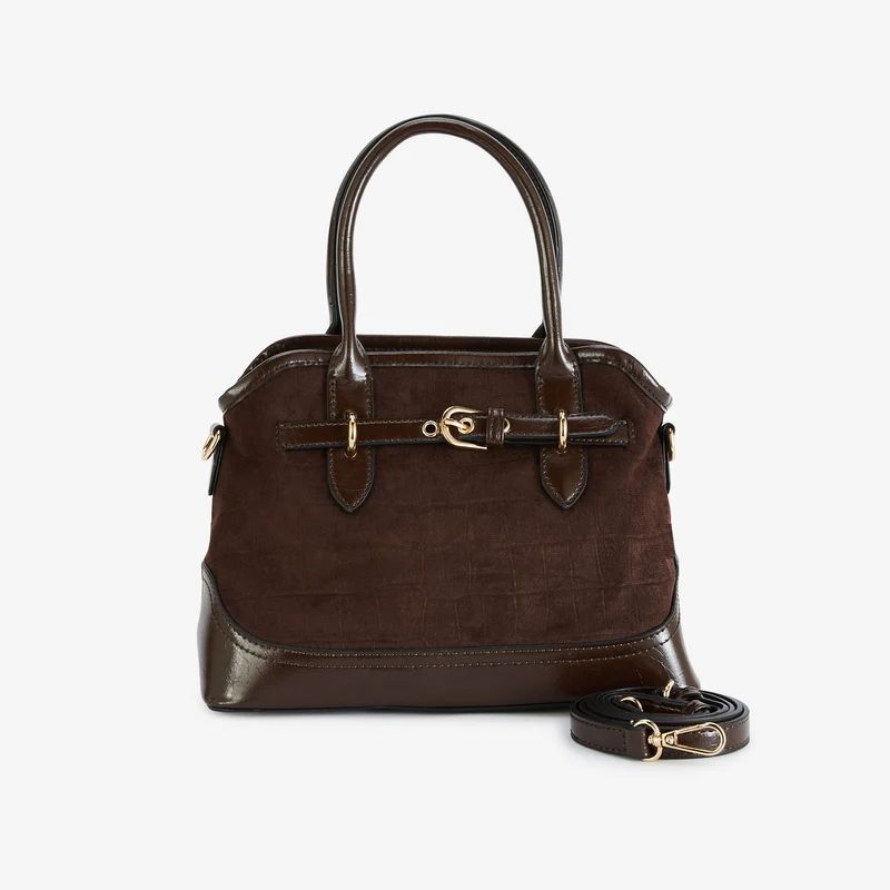 Petit sac bi matière en suédine marron