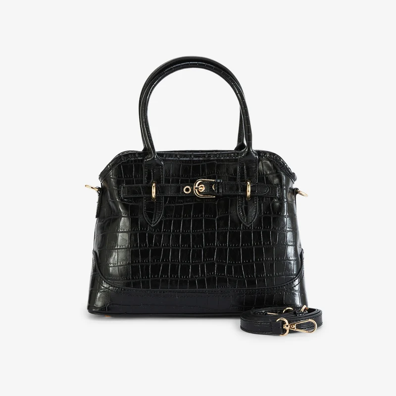 Petit sac effet croco noir