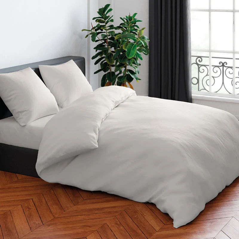 Housse de couette + taie(s) d'oreiller satin de coton - Taupe