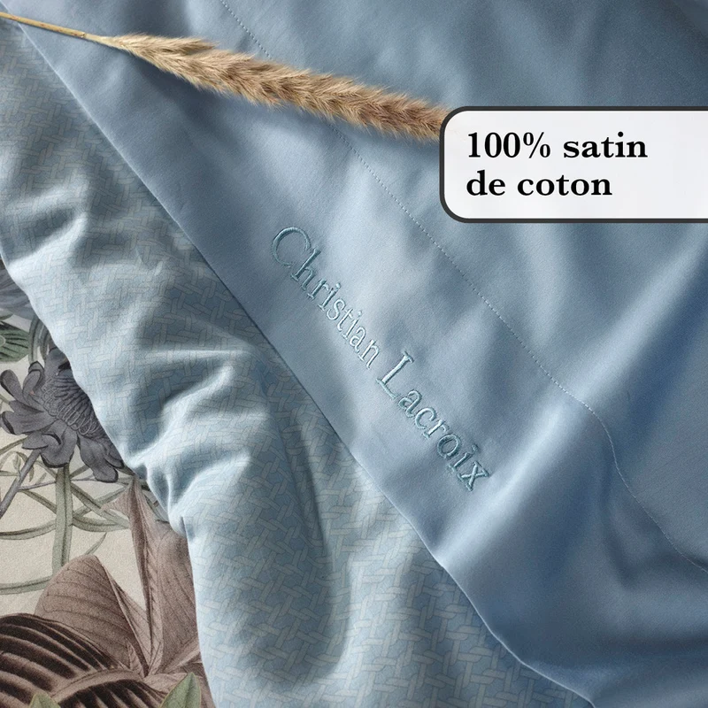 Drap plat satin de coton - Blue clair