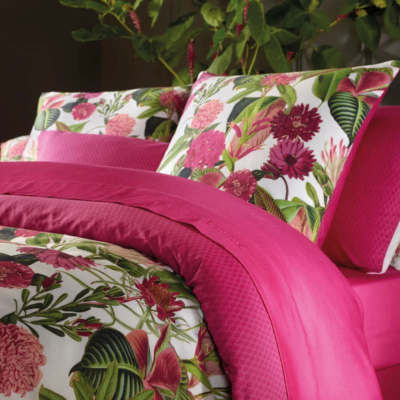 Drap plat satin de coton - Garden Micro fuchsia