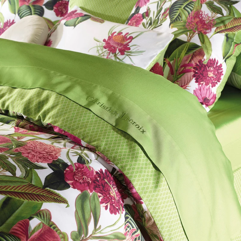 Drap plat satin de coton - Garden Micro vert