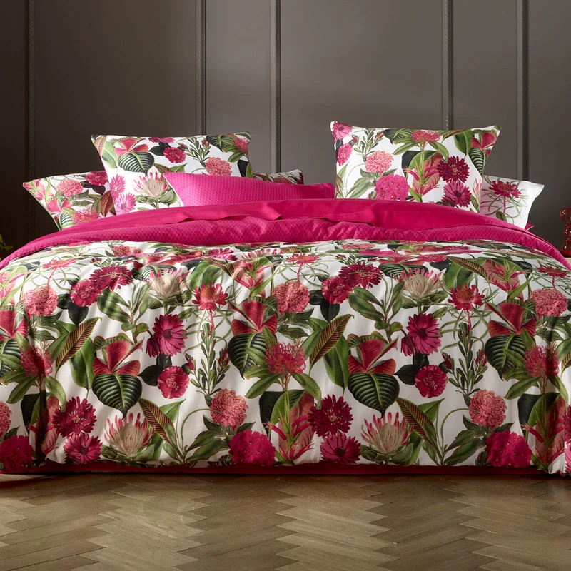 Taie(s) d'oreiller satin de coton - Garden fuchsia
