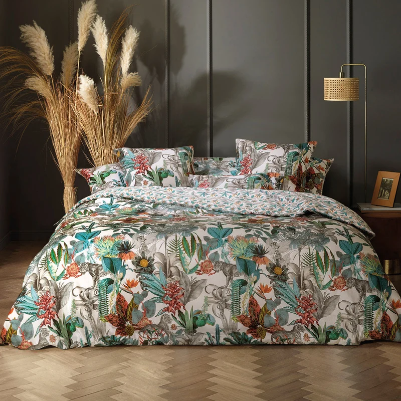 Housse de couette + taie(s) d'oreiller satin de coton -Zanzibar blanc