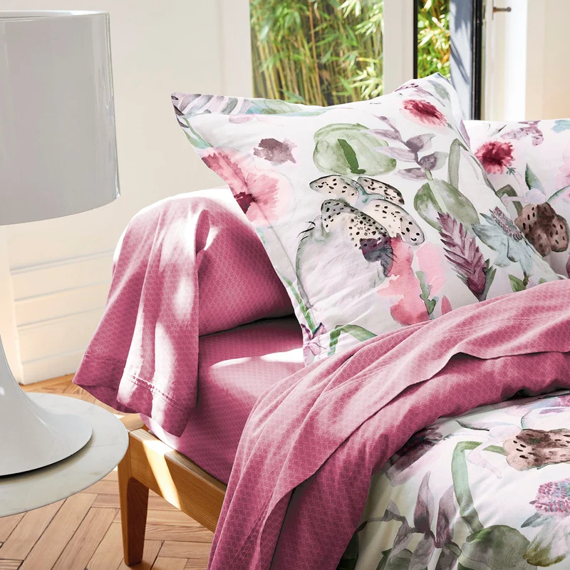 Taie(s) d'oreiller satin de coton - Exotique Framboise