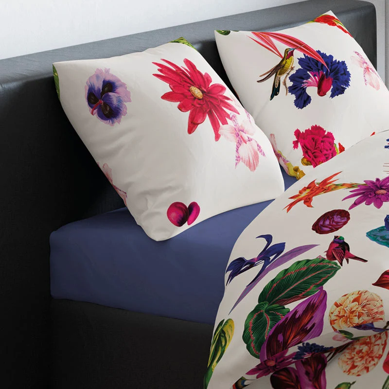 Drap-housse satin de coton - Bleu