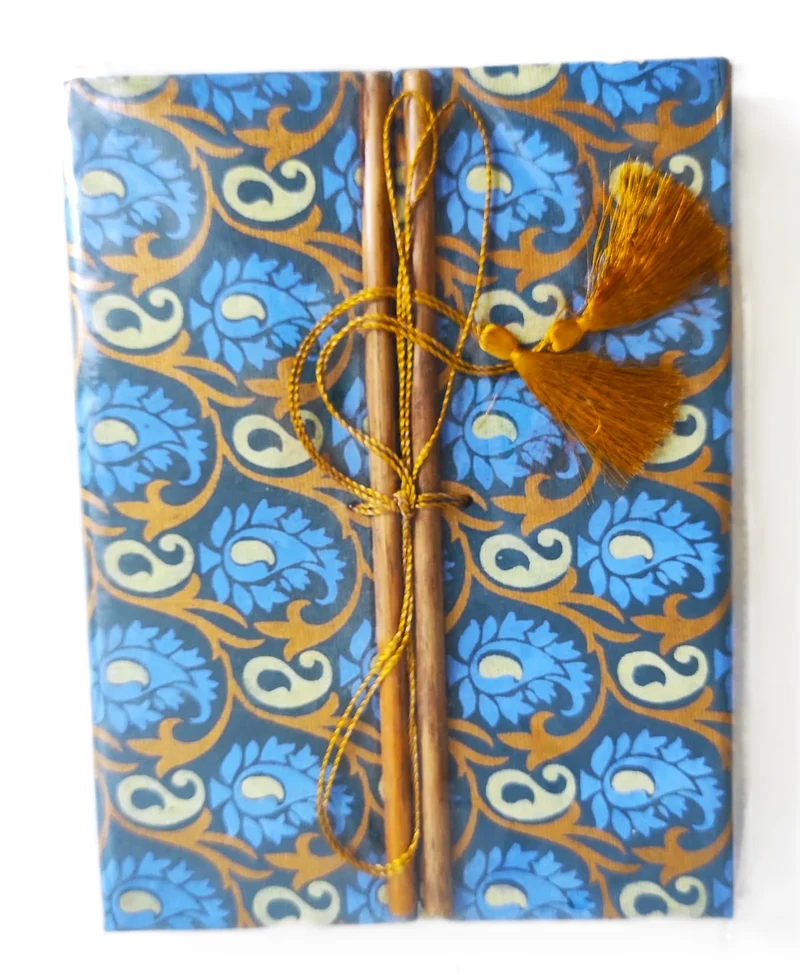 Carnet artisanal URVEE en papier coton recyclé – Couverture Block Print – Couleurs aléatoires