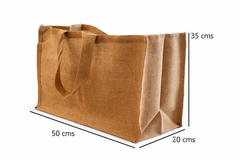 Sac de jute naturel 50 × 35 × 20 cm – Grand cabas réutilisable