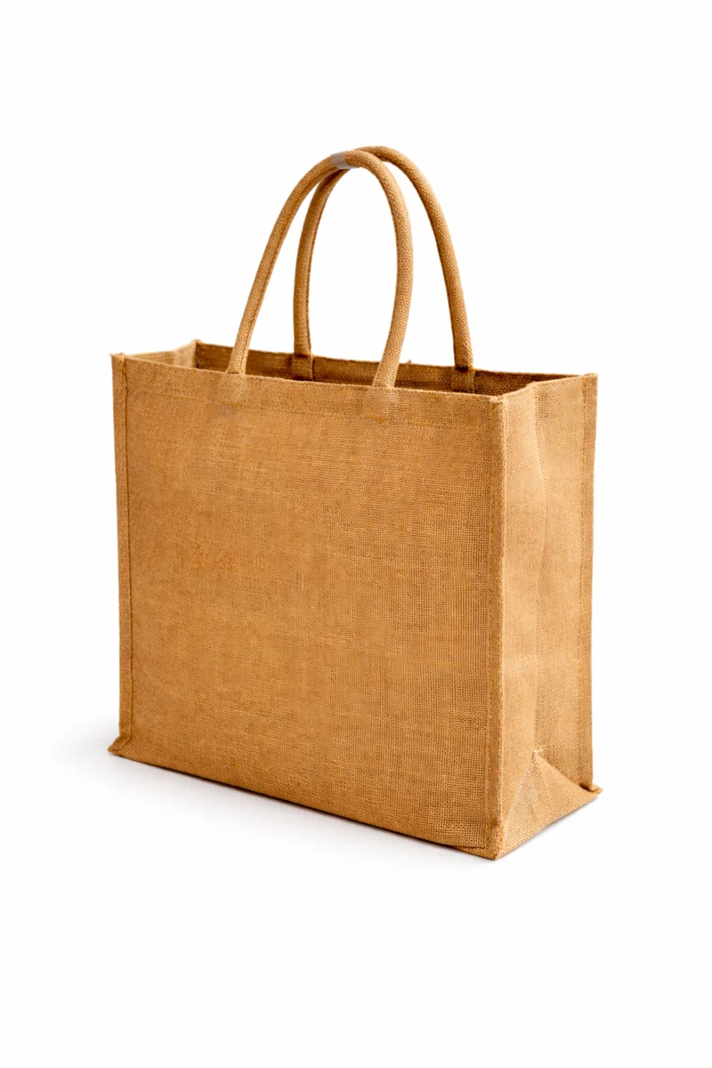 Sac de jute naturel 40 x 43 x 12 cm – Cabas réutilisable avec anses