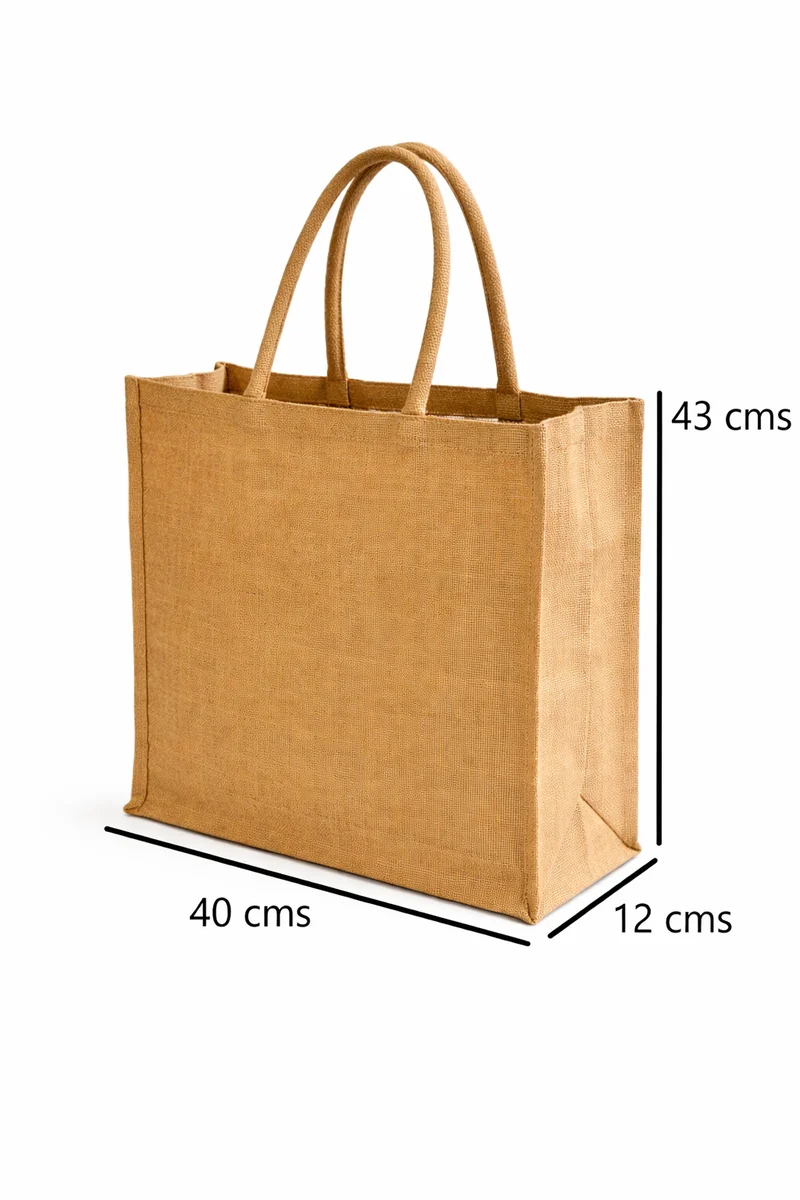 Sac de jute naturel 40 x 43 x 12 cm – Cabas réutilisable avec anses