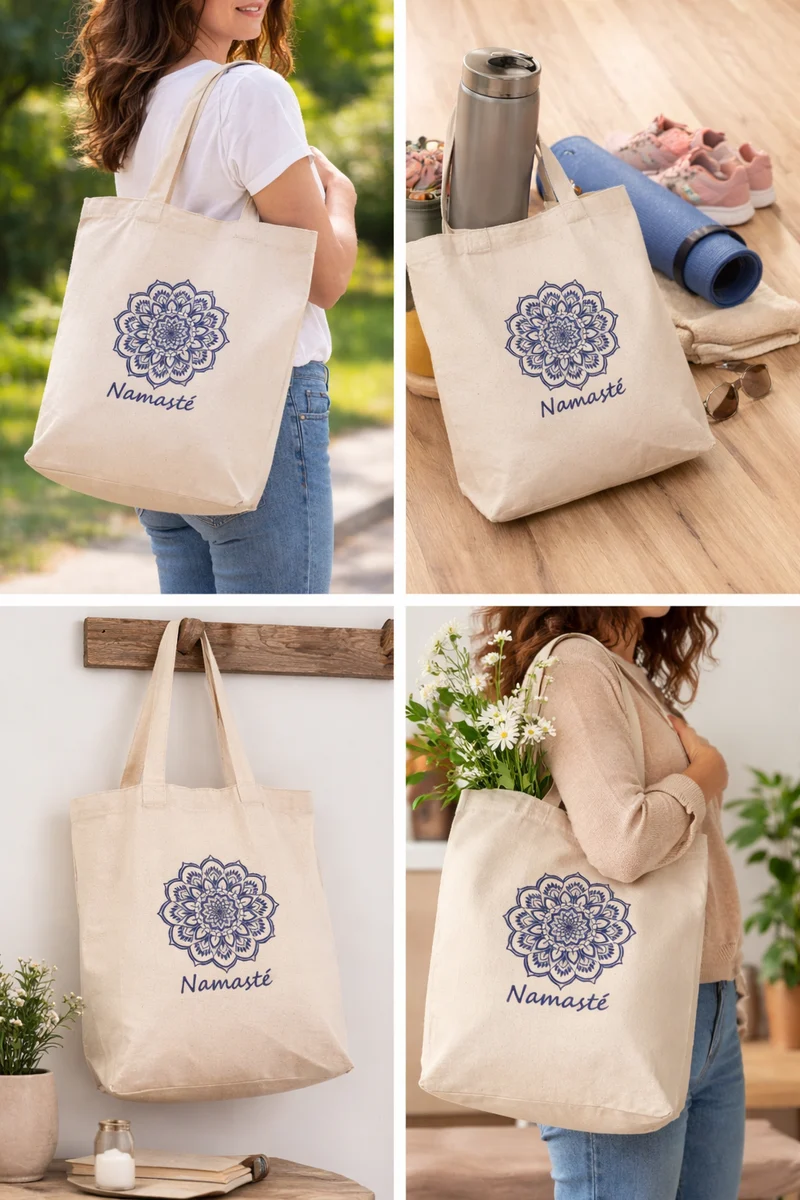 Tote Bag Namasté en Coton Canvas – Kolkata 35 x 40 x 15 cm - Sac yoga