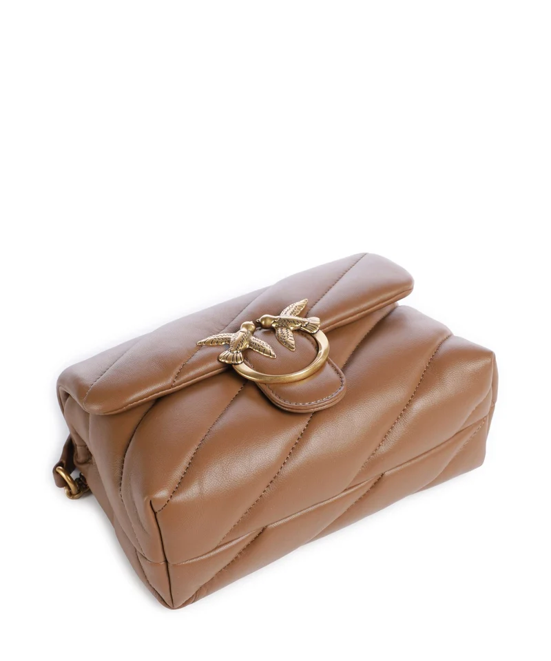 Pinko Love Puff Mini Sac porté épaule marrone cognac/antique gold