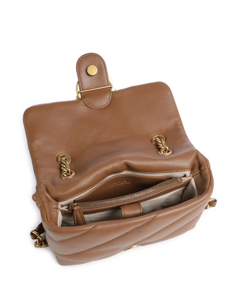 Pinko Love Puff Mini Sac porté épaule marrone cognac/antique gold