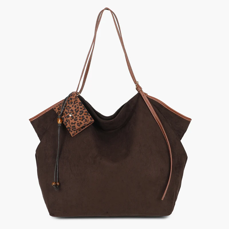 Sac cabas marron souple en suédine