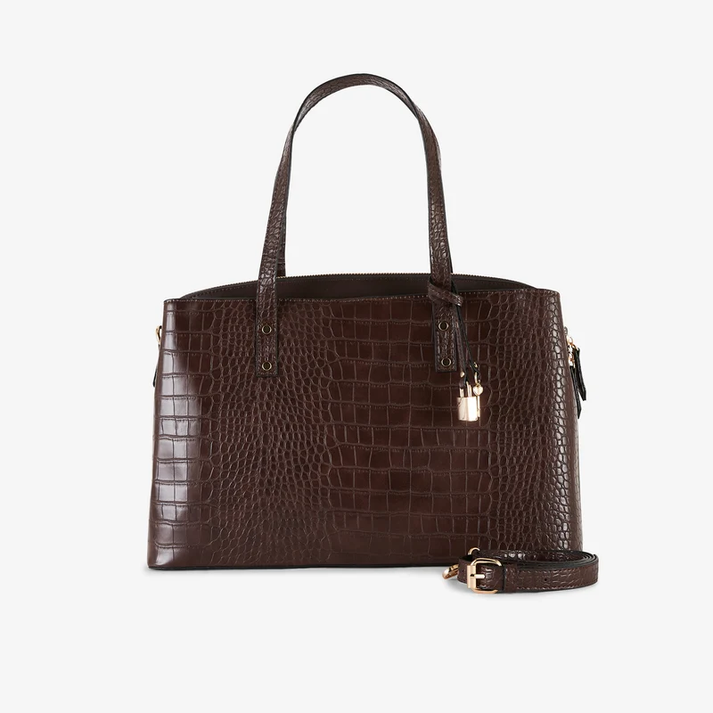 Sac cabas marron effet crocodile