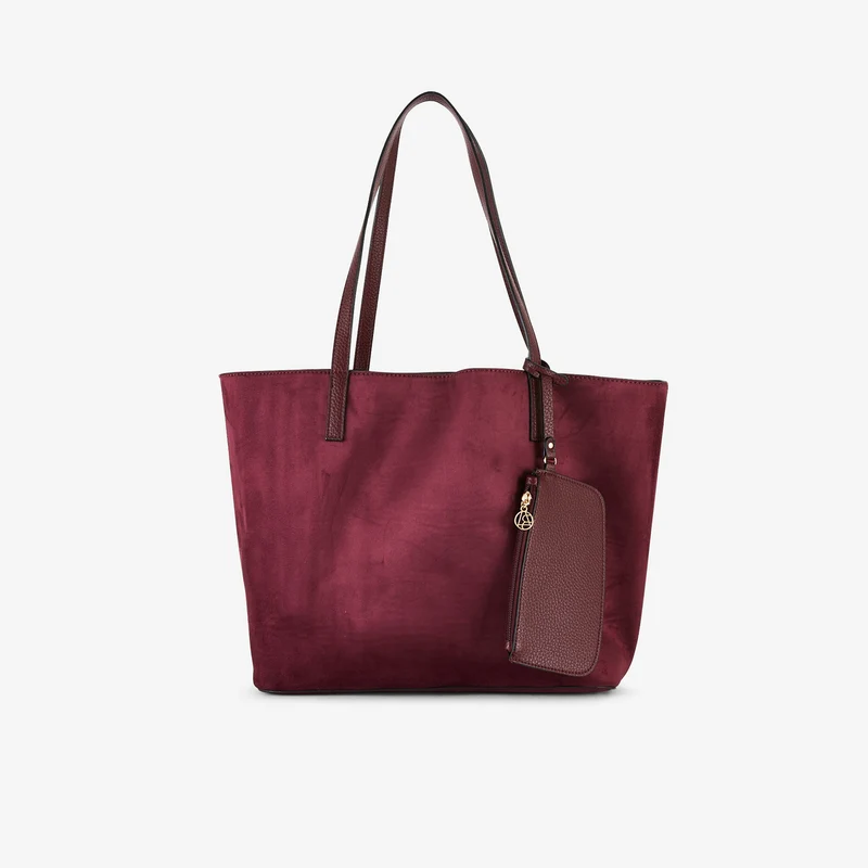 Sac cabas réversible bi matière bordeaux