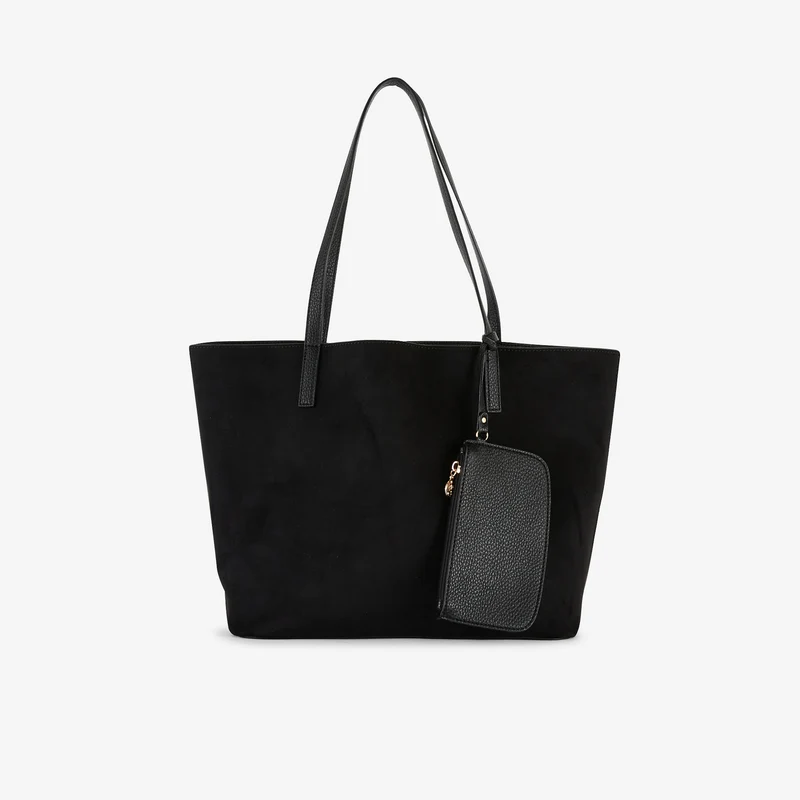 Sac cabas réversible bi matière noir