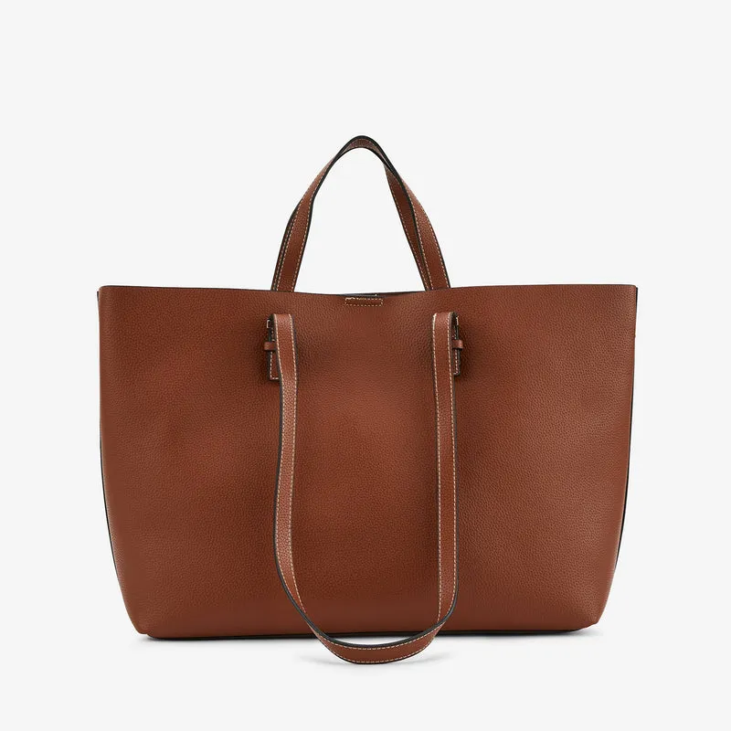 Sac cabas effet cuir grainé camel