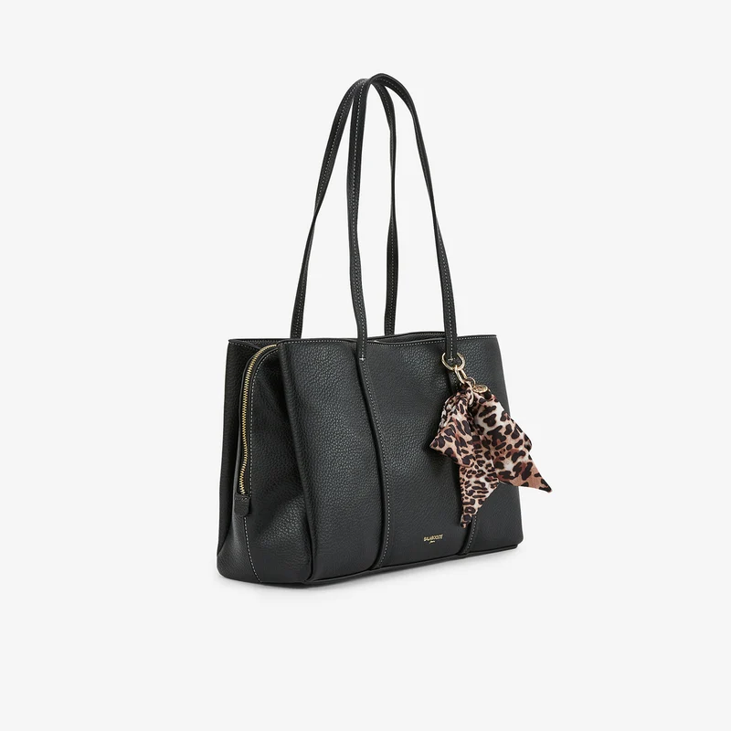 Sac porté épaule effet cuir grainé noir