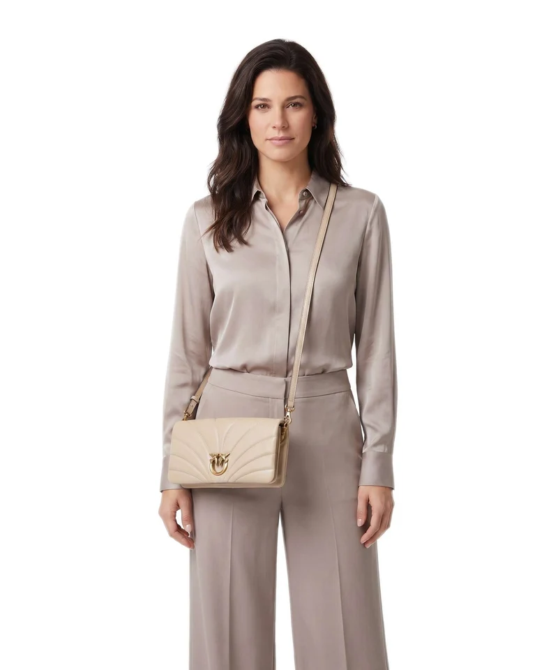 Pinko Click Horizontal Classic Sac bandoulière beige/grigio fumo/antique gold