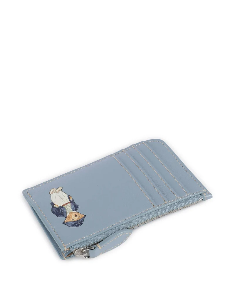 Polo Ralph Lauren Bear Étui à cartes crédit faded denim