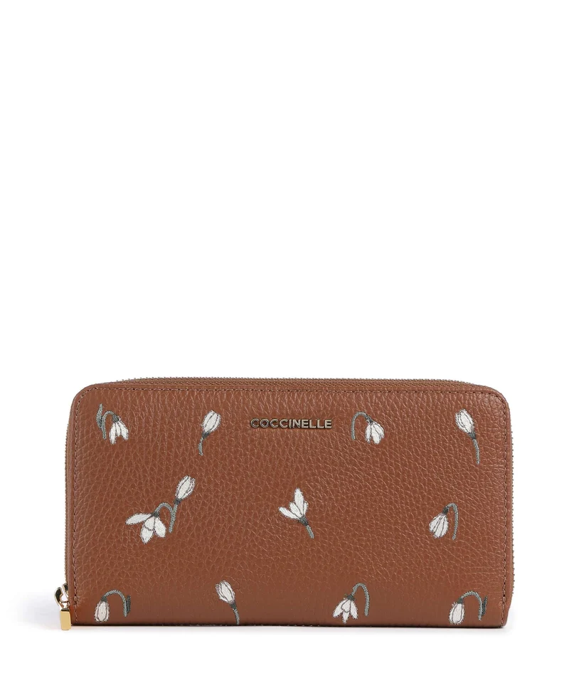Coccinelle Metallic Portefeuille cognac