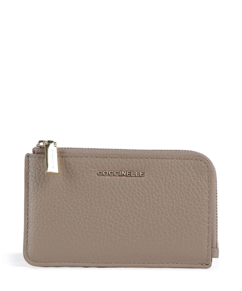 Coccinelle Metallic Soft Étui à cartes crédit warm taupe