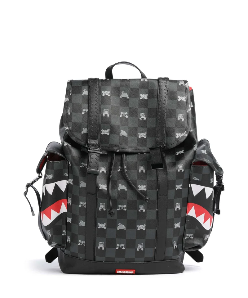Sprayground Gray Peeking Character Check Monte Carlo Sac à dos black/gray