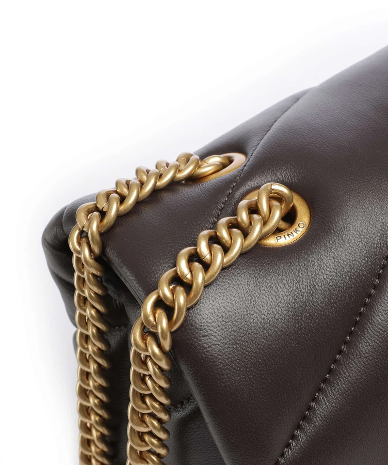 Pinko Love Puff Classic New Buckle Sac porté épaule marrone marasca/antique gold